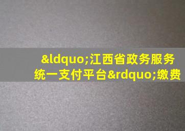 “江西省政务服务统一支付平台”缴费