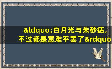 “白月光与朱砂痣,不过都是意难平罢了”什么意思