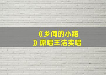 《乡间的小路》原唱王洁实唱