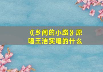 《乡间的小路》原唱王洁实唱的什么