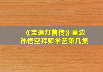 《宝莲灯前传》里边孙悟空拜师学艺第几集