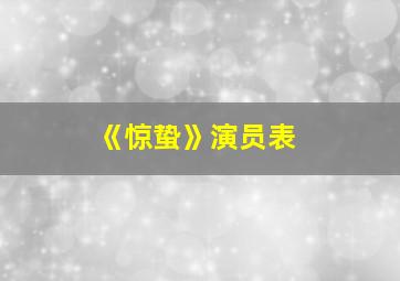 《惊蛰》演员表