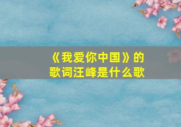 《我爱你中国》的歌词汪峰是什么歌