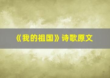 《我的祖国》诗歌原文