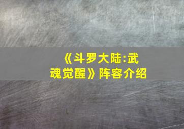 《斗罗大陆:武魂觉醒》阵容介绍