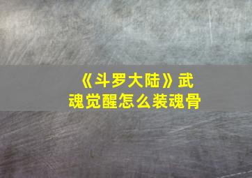 《斗罗大陆》武魂觉醒怎么装魂骨