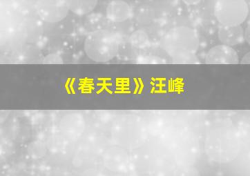 《春天里》汪峰