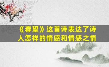 《春望》这首诗表达了诗人怎样的情感和情感之情