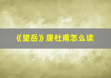 《望岳》唐杜甫怎么读