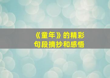 《童年》的精彩句段摘抄和感悟