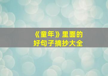 《童年》里面的好句子摘抄大全