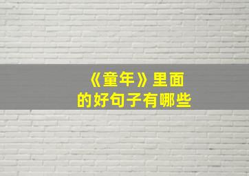 《童年》里面的好句子有哪些