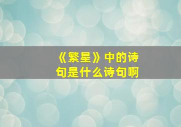 《繁星》中的诗句是什么诗句啊