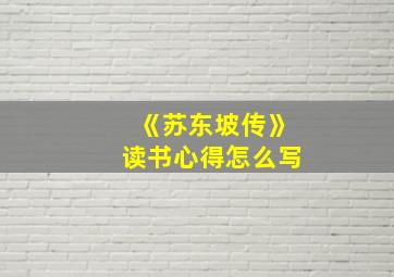 《苏东坡传》读书心得怎么写