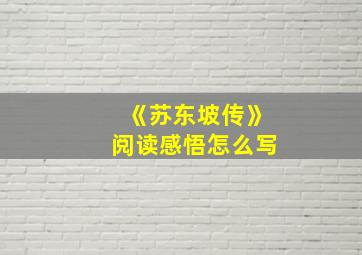 《苏东坡传》阅读感悟怎么写