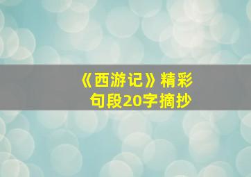 《西游记》精彩句段20字摘抄