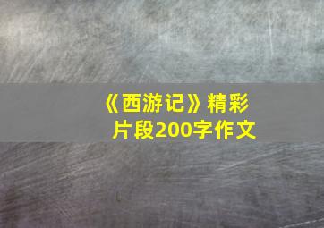 《西游记》精彩片段200字作文