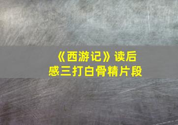 《西游记》读后感三打白骨精片段