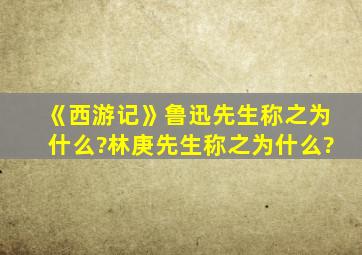 《西游记》鲁迅先生称之为什么?林庚先生称之为什么?