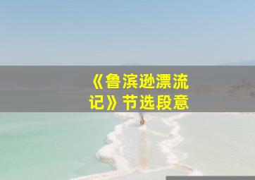 《鲁滨逊漂流记》节选段意