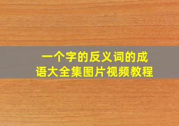 一个字的反义词的成语大全集图片视频教程