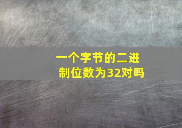 一个字节的二进制位数为32对吗