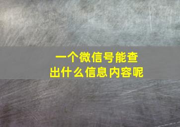 一个微信号能查出什么信息内容呢