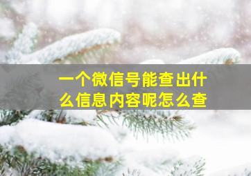 一个微信号能查出什么信息内容呢怎么查