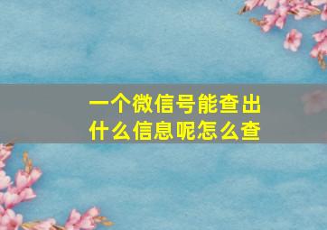 一个微信号能查出什么信息呢怎么查