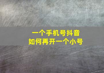 一个手机号抖音如何再开一个小号