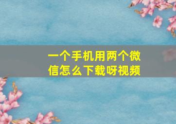 一个手机用两个微信怎么下载呀视频