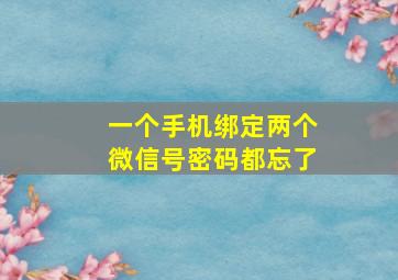 一个手机绑定两个微信号密码都忘了