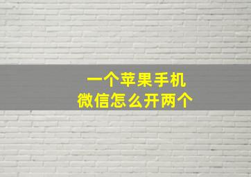 一个苹果手机微信怎么开两个