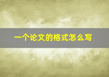 一个论文的格式怎么写