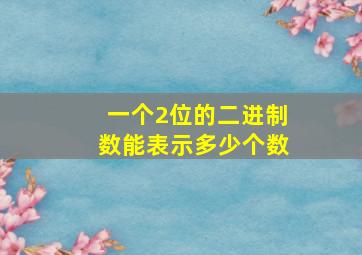 一个2位的二进制数能表示多少个数