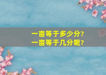 一亩等于多少分?一亩等于几分呢?