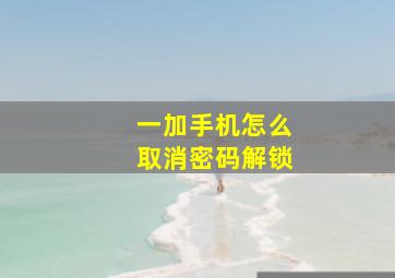 一加手机怎么取消密码解锁