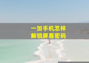 一加手机怎样解锁屏幕密码