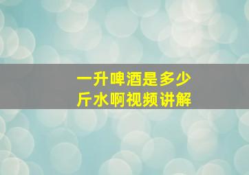 一升啤酒是多少斤水啊视频讲解