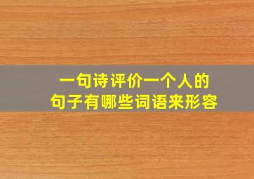 一句诗评价一个人的句子有哪些词语来形容