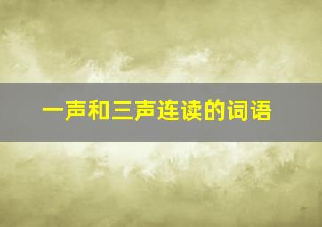 一声和三声连读的词语