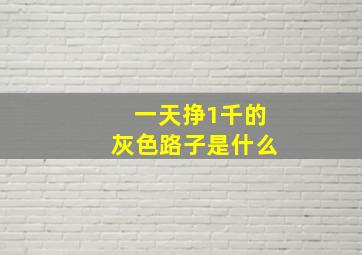 一天挣1千的灰色路子是什么