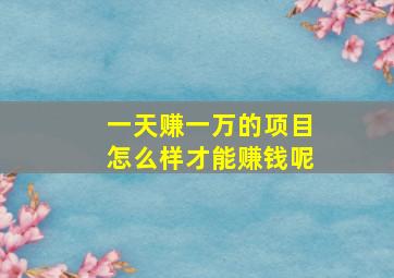 一天赚一万的项目怎么样才能赚钱呢