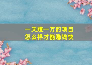 一天赚一万的项目怎么样才能赚钱快