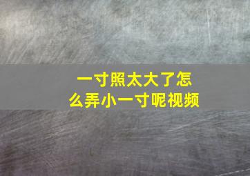 一寸照太大了怎么弄小一寸呢视频