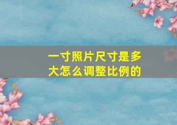 一寸照片尺寸是多大怎么调整比例的