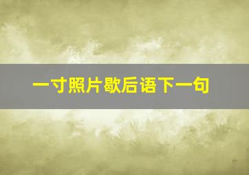 一寸照片歇后语下一句