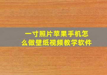 一寸照片苹果手机怎么做壁纸视频教学软件