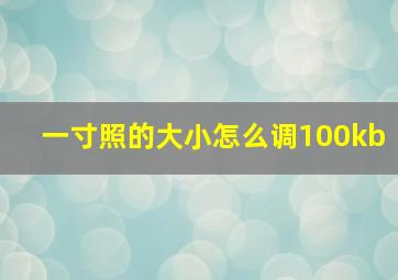 一寸照的大小怎么调100kb