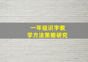 一年级识字教学方法策略研究